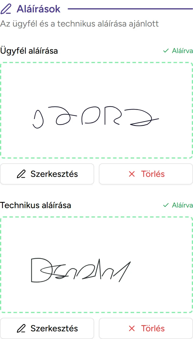 Képernyős aláírás - mobile